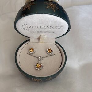 Kohl's Crystal Pendant Necklace and Stud Earrings Set